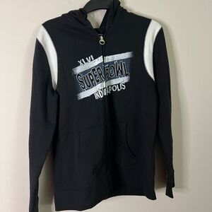 Reebok Super Bowl XLVI Indianapolis Football Black Graphic Long Sleeve Hoodie